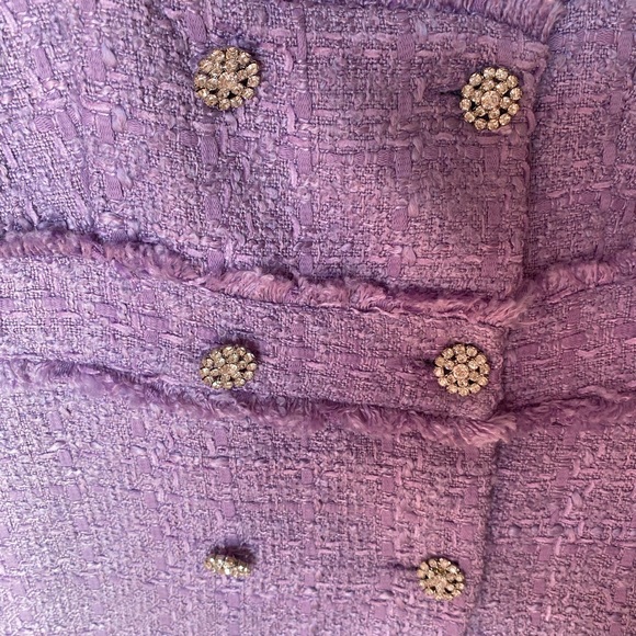 NWT Zara Double Breasted Tweed Jumper Dress in Lilac - Picture 3 of 4